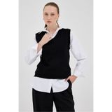 Rays Siyah Oversize V Yaka Kadın Süveter 2292