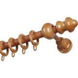 Raysız Ahşap Klasik Rustik Perde Askısı (Alüminyum Boru) Halka ve Klips - Açık Kahve - 125 cm