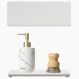 Razborci 2 Adet Su Emici Diyatomit Lavabo Tepsileri, Banyo ve Mutfak Tezgahı Bulaşıklık Bulaşık Sabunu Dispenseri Sünger Tutucu, Makyaj Kutusu Düzenleyici, Bej, 9"x3.5"