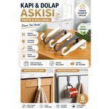 Razmo 6'lı Duşakabin, Kapı ve Dolap Üstü Askı Kancası Seti - Banyo & Mutfak Organizer