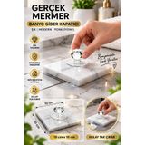 Razmo Gerçek Mermer Banyo Gider Kapatıcı 10x10 cm - Kristal Kulplu Banyo Yer Süzgeci Tıpası ve Koku Önleyici Kapak