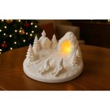 Razmo Yılbaşı Temalı Tealight Mumluk, Modern, Plastik, Beyaz, 19 cm, 1 Parça