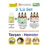 RB PHARMA Tavşan, Hamster ve Kemirgenler İçin 3'lü Bakım ve Besin Destek Seti (Toz Probiyotik + Sarımsaklı Sıvı Yem Katkısı + Sindirim Destekleyici Sıvı Damla)