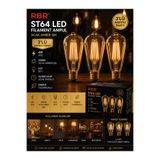 RBR ST64 LED Filament Ampul E27 6W 2500K Amber 3'lü Paket