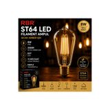 RBR ST64 LED Filament Ampul E27 8W 2500K Amber Rustik Edison