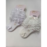 RBS SOCKS JW ÇOCUK ÇİFT DANTELLİ ÇORAP BEYAZ-KREM 2'Lİ