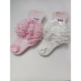 RBS SOCKS JW ÇOCUK ÇİFT DANTELLİ ÇORAP PEMBE- KREM 2'Lİ