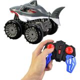 Rc Araba Köpekbalığı Karada ve Suda Canavar Araba 4WD LED Işıklı - Mavi - Beyaz