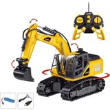 Rc Ekskavatör Uzaktan Kumandalı Iş Makinası, 40 Mhz, Işıklı, Paletli, Gerçekçi Tasarım, USB Şarjlı - Çok Renkli