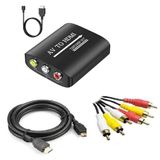 RCA AV to HDMI Dönüştürücü Adaptör, 720P/1080P Çıkış, HDMI Kablo ve RCA Kablo Dahil