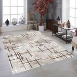 Rd Ekoavm Kadife 4 M2 ve 6 M2 Seçenekli Lastikli Halı Örtüsü ORT351 ORT351 - Kahverengi - Krem - 200 x 300 cm