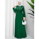 Rd Misstanbul Collection Medine Ipeği Dikişli Düğmeli Elbise - 46 - Zümrüt Yeşili
