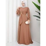 Rd Misstanbul Collection Medine Ipeği Tokalı Elbise - 46 - Bisküvi