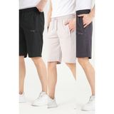 RDR-X Erkek Günlük Kullanım İçin Dalgıç Kumaş 3'lü Şort Paketi Siyah Gri Füme Regular Fit - Gri - Füme - Siyah - 3XL