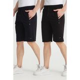 RDR-X Erkek Siyah Lacivert Penye Kumaş 2'li Bermuda Şort Paketi - Siyah - Lacivert - XL