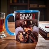 Rdr2 Tasarım Porselen Hediyelik Gamer Kupa - Mavi - 330 ml