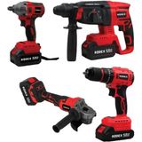 Rdx3004 Akülü 4'Lü Makine Seti, 20V, 3X4.0ah Akü, Darbeli Matkap, Vidalama Matkabı, Impact Wrench, Avuç Taşlama, Kömürsüz Motor