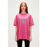Re-Save Recycle Fuşya Pembe T-Shirt Baskılı Kadın Tişört
