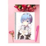 Re Zero Starting Anime Defter 1 Adet Özel Tasarım A4 BOYUTU Telli kareli Defter 21*29 cm