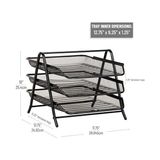 Reader 3 Katmanlı Kağıt Tepsisi, Masaüstü Düzenleyici, Dosya Depolama, Çalışma Alanı, Ofis, Metal Örgü, 11.5 "u x 13.75" G x 10"h, Siyah