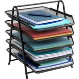 Reader 5tpaper-Blk 5 Katmanlı Kağıt Tepsisi, Dosya Depolama, Masaüstü Düzenleyici, Metal Ağ, 30 cm U x 35 cm G x 14,5 Inç Y, Siyah