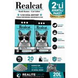 Real Cat 2 x 10 L Marsilya Sabunu Kokulu Bentonit Kedi Kumu %100 Doğal Çok Hızlı Topaklanan 20 L Avantaj Paket