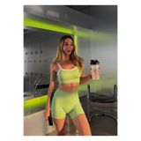 REAL DREAM Kadın Dikişsiz Spor Şort Toparlayıcı Yüksek Bel - Matcha Yeşil