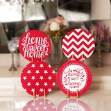 Real Homes 4'lü Kırmızı Zemin Home Sweet Tasarımlı Servis Altlığı & Supla