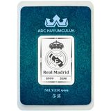Real Madrid Temalı 999 Ayar Gümüş İle Tasarlanmış Hediyeye Özel 5 Gr Gümüş Külçe