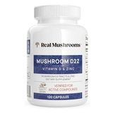 Real Mushrooms Zinc and Vitamin D2 120 Capsules Organic Chaga and Reishi Mushroom Extracts Vegan Non-GMO Gluten-Free . (Renksiz)