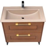 Real Stone 80 cm Masif Kapak Banyo Dolabı - Ceviz