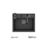 Real Stone Angel Akıllı Granit Evye + Aksesuar Set Antrasit