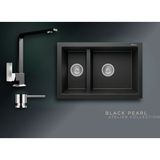 Real Stone Black Pearl Collection Bergama P018 & Göksu Premium Mutfak Koleksiyonu - Siyah - Çift Gözlü
