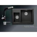 Real Stone Black Pearl Collection Cappadocia P016 & Sümela Premium Mutfak Koleksiyonu - Siyah - Çift Gözlü