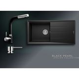 Real Stone Black Pearl Collection Efes 100 P012 & Sümela Premium Mutfak Koleksiyonu - Siyah - Tek Gözlü - 100 cm