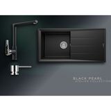 Real Stone Black Pearl Collection Efes 100 P012 & Vesta Premium Mutfak Koleksiyonu - Siyah - Tek Gözlü - 100 cm