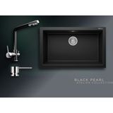 Real Stone Black Pearl Collection Gordion 77 K013 & Abant Premium Mutfak Koleksiyonu - Siyah - Tek Gözlü