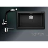 Real Stone Black Pearl Collection Gordion 77 K013 & Sümela Premium Mutfak Koleksiyonu - Siyah - Tek Gözlü