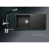 Real Stone Black Pearl Collection Laodikya 100 Xl P015 & Abant Premium Mutfak Koleksiyonu - Siyah - Tek Gözlü - 100 cm