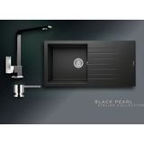 Real Stone Black Pearl Collection Laodikya 100 Xl P015 & Göksu Premium Mutfak Koleksiyonu - Siyah - Tek Gözlü - 100 cm