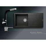 Real Stone Black Pearl Collection Laodikya 100 Xl P015 & Sümela Premium Mutfak Koleksiyonu - Siyah - Tek Gözlü - 100 cm