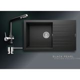 Real Stone Black Pearl Collection Laodikya 86 Xl P014 & Abant Premium Mutfak Koleksiyonu - Siyah - Tek Gözlü - 86 cm
