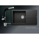 Real Stone Black Pearl Collection Laodikya 86 Xl P014 & Sümela Premium Mutfak Koleksiyonu - Siyah - Tek Gözlü - 86 cm