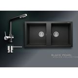 Real Stone Black Pearl Collection Nemrut 97 P019 & Abant Premium Mutfak Koleksiyonu - Siyah - Çift Gözlü - 97 cm