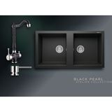 Real Stone Black Pearl Collection Nemrut 97 P019 & Ares Premium Mutfak Koleksiyonu - Siyah - Çift Gözlü - 97 cm