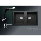 Real Stone Black Pearl Collection Nemrut 97 P019 & Sümela Premium Mutfak Koleksiyonu - Siyah - Çift Gözlü - 97 cm