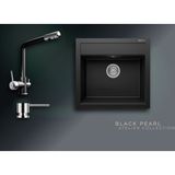 Real Stone Black Pearl Collection Olympos 56 K004 & Abant Premium Mutfak Koleksiyonu - Siyah - Tek Gözlü