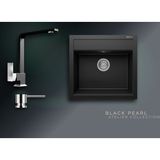 Real Stone Black Pearl Collection Olympos 56 K004 & Göksu Premium Mutfak Koleksiyonu - Siyah - Tek Gözlü