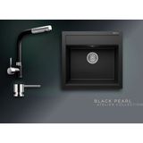 Real Stone Black Pearl Collection Olympos 56 K004 & Sümela Premium Mutfak Koleksiyonu - Siyah - Tek Gözlü