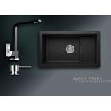 Real Stone Black Pearl Collection Patara P017 & Göksu Premium Mutfak Koleksiyonu - Siyah - Tek Gözlü